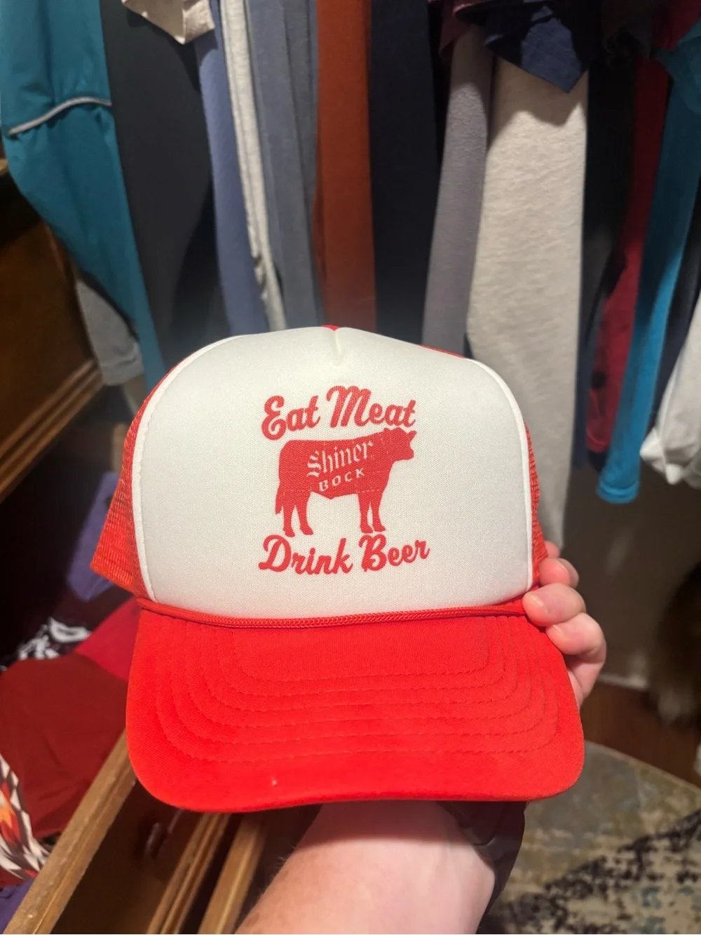 Shiner Bock Eat Meat Drink Beer Trucker Hat